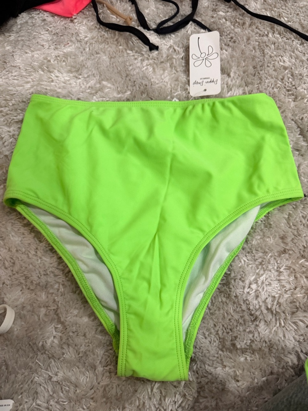 Fashion Nova Neon Green High Waist Bikini Bottoms